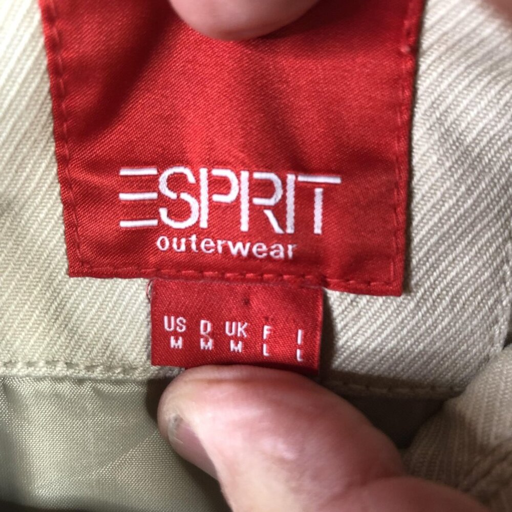 Esprit Jacket Womens Medium Beige Double Breasted Military Y2K Preppy Peacoat - Picture 5 of 16